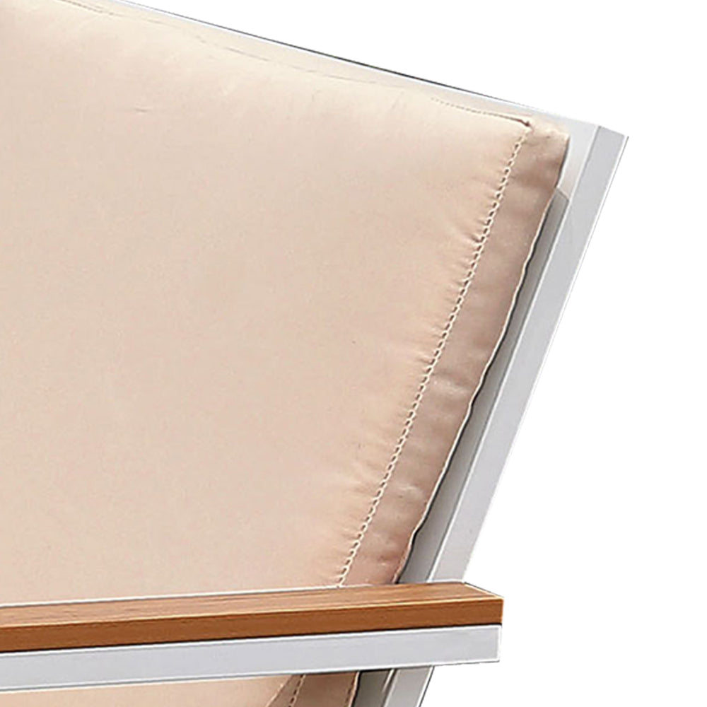 27 Inch Aluminum Frame Arm Chair, Outdoor, Cushions, Set of 2, White, Pink - BM206271