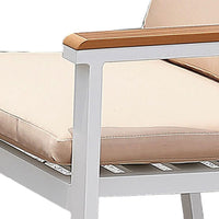 27 Inch Aluminum Frame Arm Chair, Outdoor, Cushions, Set of 2, White, Pink - BM206271