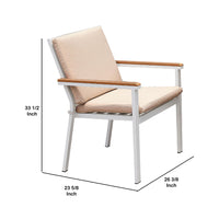 27 Inch Aluminum Frame Arm Chair, Outdoor, Cushions, Set of 2, White, Pink - BM206271