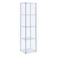 Glass and Metal Curio Cabinet with 4 Shelves, Clear and White - BM206503
