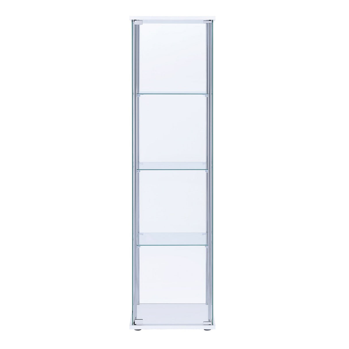 Glass and Metal Curio Cabinet with 4 Shelves, Clear and White - BM206503