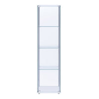 Glass and Metal Curio Cabinet with 4 Shelves, Clear and White - BM206503