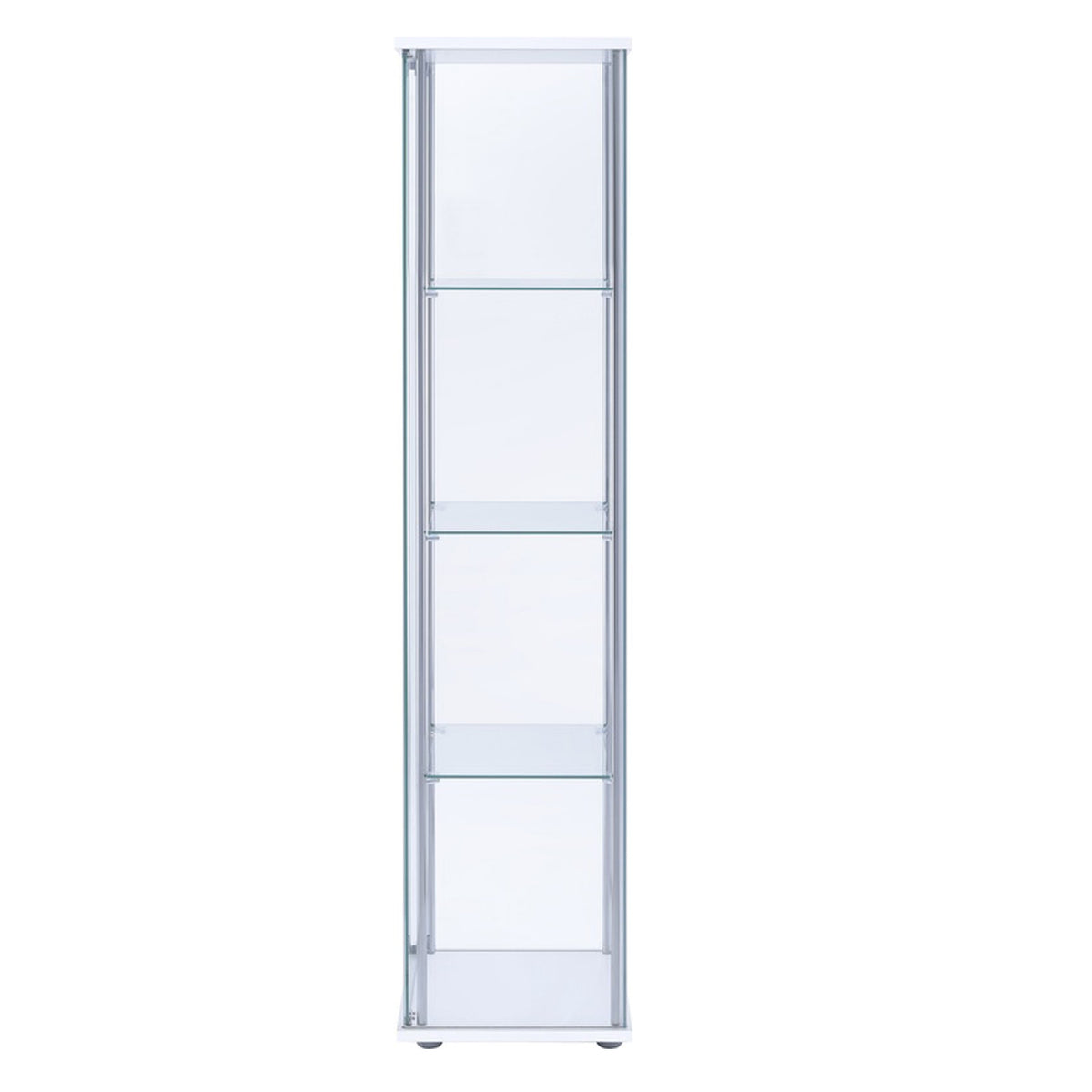 Glass and Metal Curio Cabinet with 4 Shelves, Clear and White - BM206503