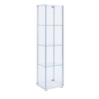 Glass and Metal Curio Cabinet with 4 Shelves, Clear and White - BM206503