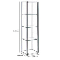 Glass and Metal Curio Cabinet with 4 Shelves, Clear and White - BM206503