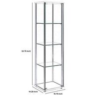 Glass and Metal Curio Cabinet with 4 Shelves, Clear and White - BM206503