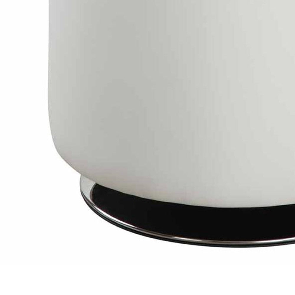 Round Leatherette Swivel Ottoman with Tufted Seat, White and Black - BM206527