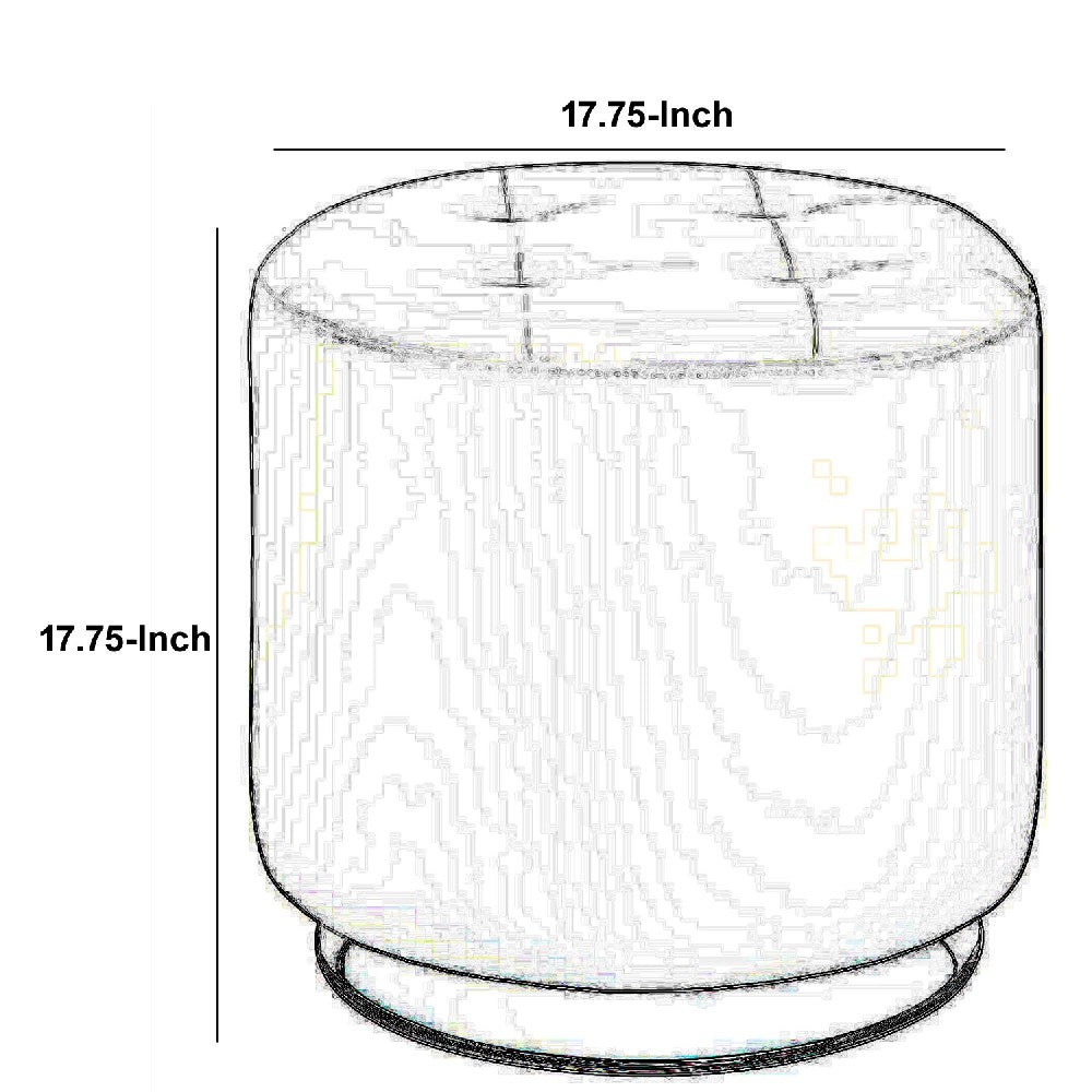 Round Leatherette Swivel Ottoman with Tufted Seat, White and Black - BM206527