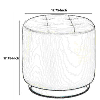 Round Leatherette Swivel Ottoman with Tufted Seat, White and Black - BM206527
