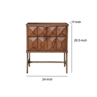 2 Drawer Nightstand with Honeycomb Design and Metal Legs, Brown - BM206680