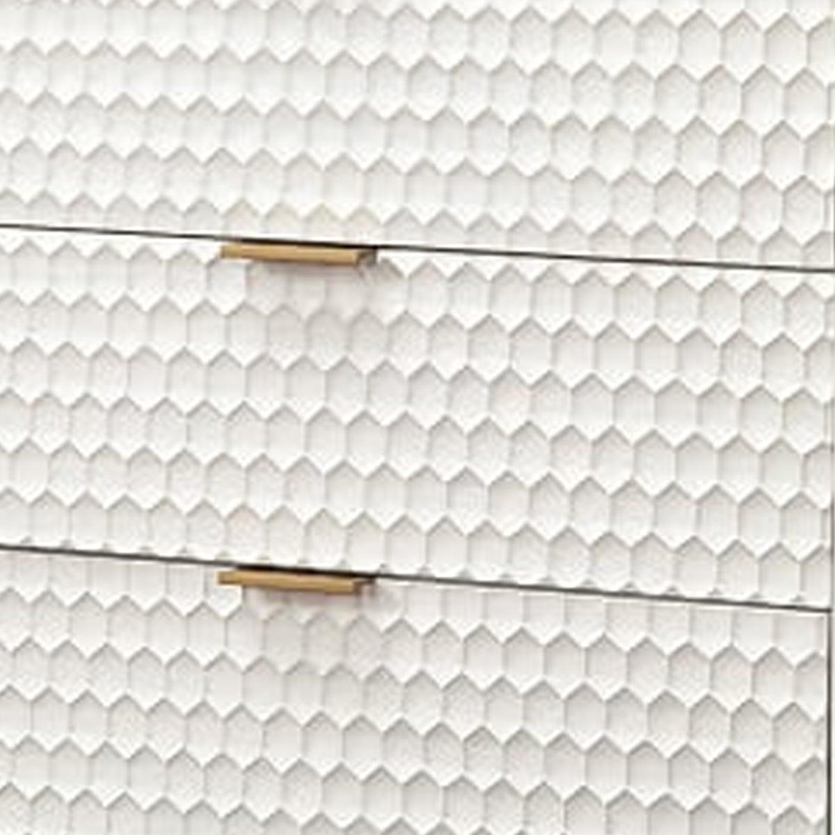 Honeycomb Design 3 Drawer Chest with Metal Legs, Small, White - BM206687