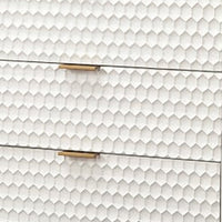 Honeycomb Design 3 Drawer Chest with Metal Legs, Small, White - BM206687