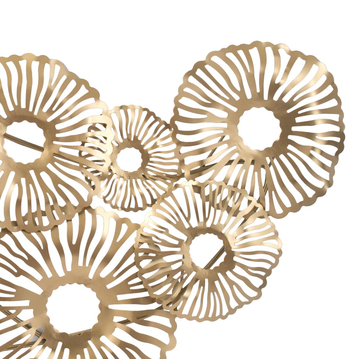 Contemporary Style Metal Wall Art with Coral Pattern Design, Gold - BM206723