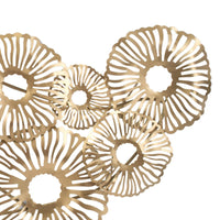 Contemporary Style Metal Wall Art with Coral Pattern Design, Gold - BM206723