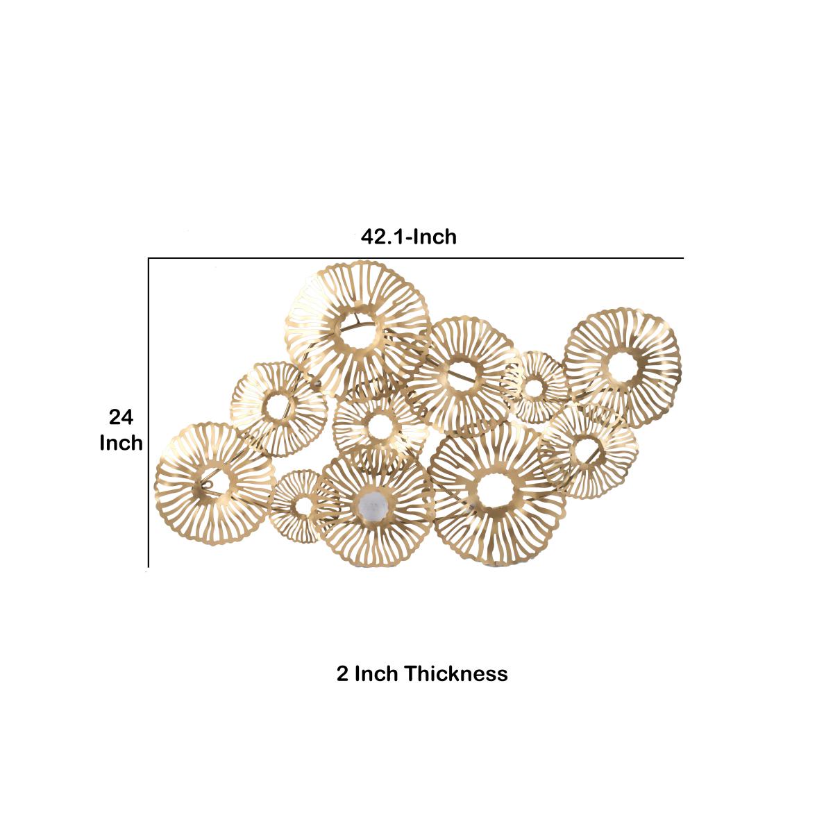 Contemporary Style Metal Wall Art with Coral Pattern Design, Gold - BM206723