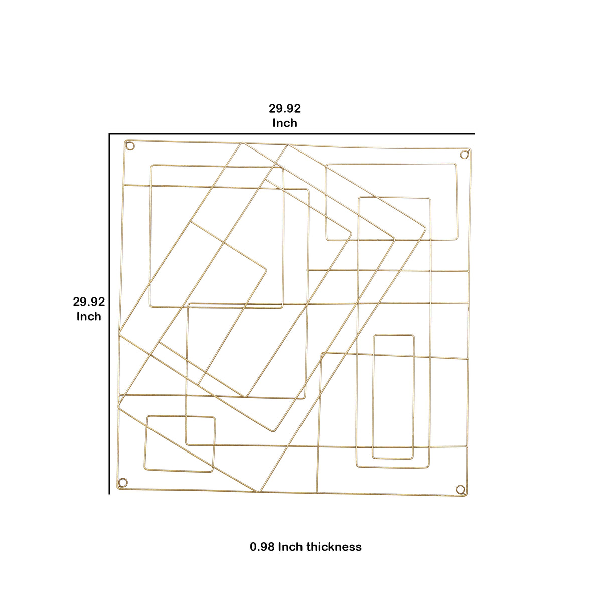Contemporary Style Square Frame Metal Wall Decor, Gold - BM206733