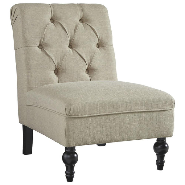 Wood and Fabric Armless Accent Chair with Button Tufting, Beige - BM207207