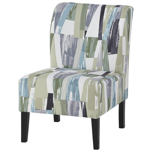 Wooden Armless Accent Chair with Patterned Fabric Upholstery, Multicolor - BM207212