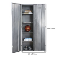 Industrial Metal Frame Large Accent Locker with Hanging Pull Handles in Silver - BM207320