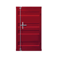 Industrial Style Metal Base Single Door Chest with Slated Pattern, Red - BM207430