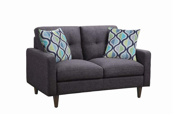 Fabric Upholstered Wooden Loveseat with Tufted Back, Gray - BM208143