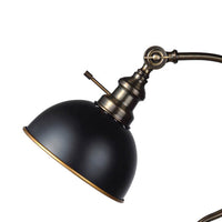 Industrial Style Table Lamp with Curved Stem and Round Base in Gold and Black - BM209026