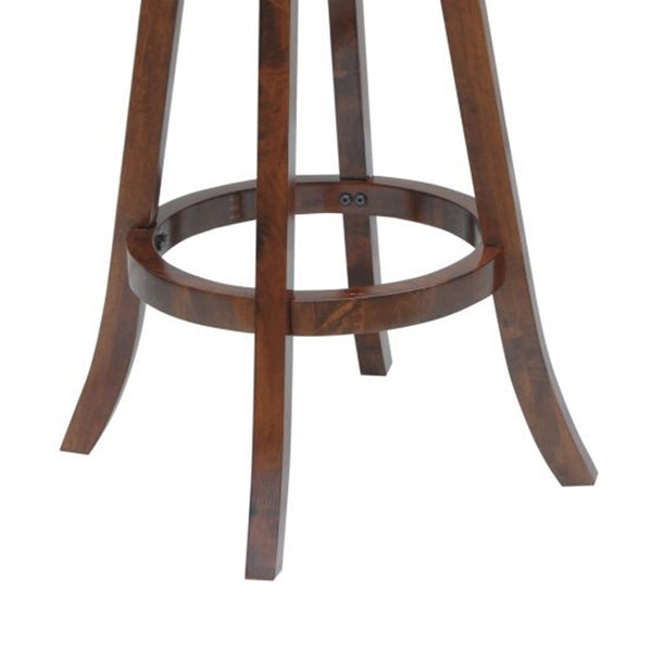 Round Padded Seat Counter Stool with Slatted Back, Brown and Black - BM209083