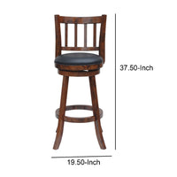 Round Padded Seat Counter Stool with Slatted Back, Brown and Black - BM209083