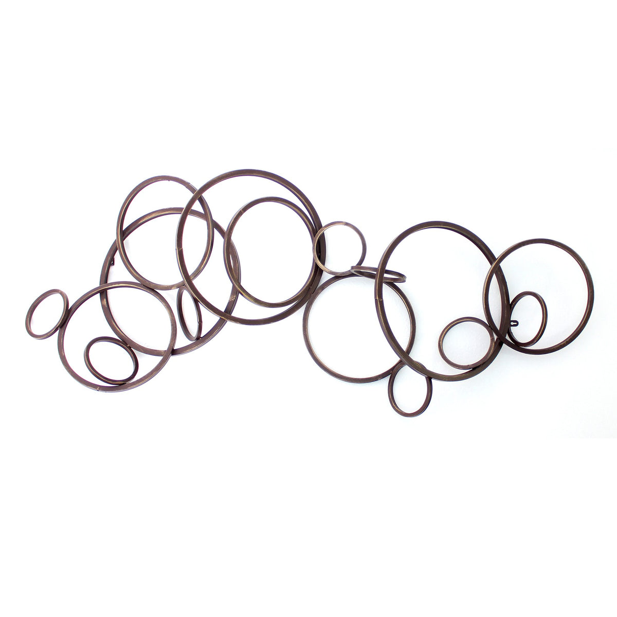 Industrial Style Metal Wall Decor with Multiple Circles, Bronze - BM209107