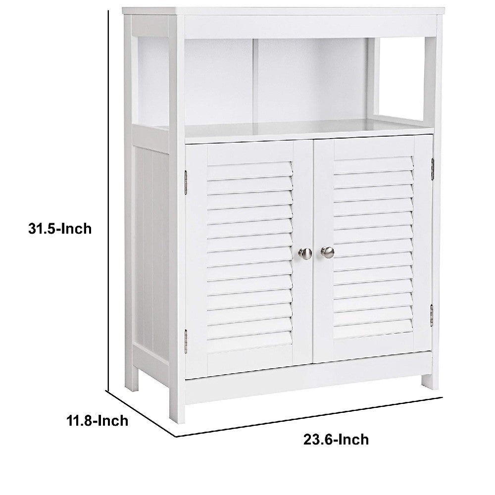 Wooden Bathroom Closet with 1 Open Shelf and 2 Door Cabinet, White - BM209188