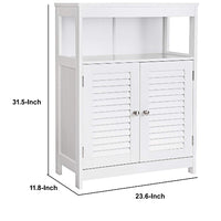 Wooden Bathroom Closet with 1 Open Shelf and 2 Door Cabinet, White - BM209188