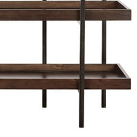 Bookcase with 5 Fixed Wooden Shelves and Metal Frame in Brown and Black - BM209257
