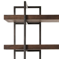 Bookcase with 5 Fixed Wooden Shelves and Metal Frame in Brown and Black - BM209257