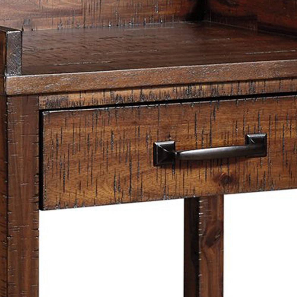 Wooden Printer Stand, 2 Drawers, 1 Open Compartment, Brown - BM209332