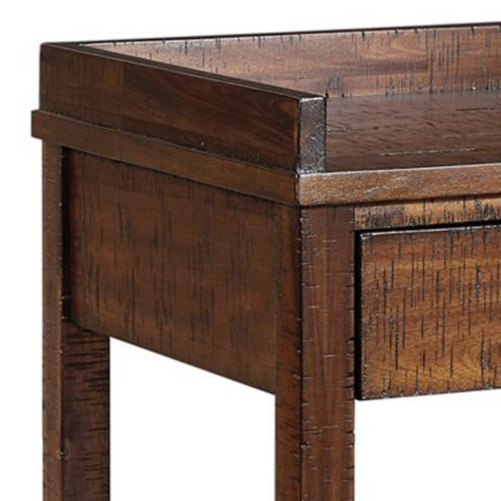 Wooden Printer Stand, 2 Drawers, 1 Open Compartment, Brown - BM209332