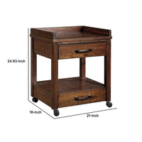 Wooden Printer Stand, 2 Drawers, 1 Open Compartment, Brown - BM209332