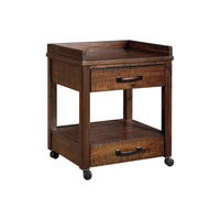 Wooden Printer Stand, 2 Drawers, 1 Open Compartment, Brown - BM209332