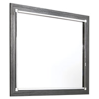 Contemporary Square Shape Bedroom Mirror with Wood Grain Texture in Gray - BM209334