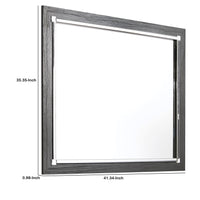 Contemporary Square Shape Bedroom Mirror with Wood Grain Texture in Gray - BM209334