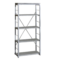 Industrial Bookshelf with 4 Shelves and Open Metal Frame in Silver and Gray - BM209626