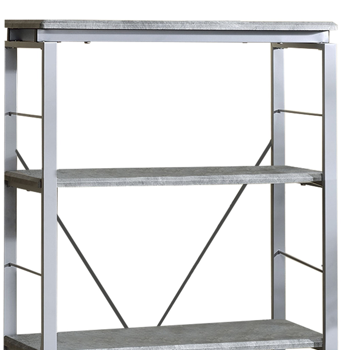 Industrial Bookshelf with 4 Shelves and Open Metal Frame in Silver and Gray - BM209626