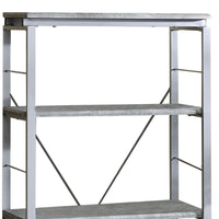 Industrial Bookshelf with 4 Shelves and Open Metal Frame in Silver and Gray - BM209626