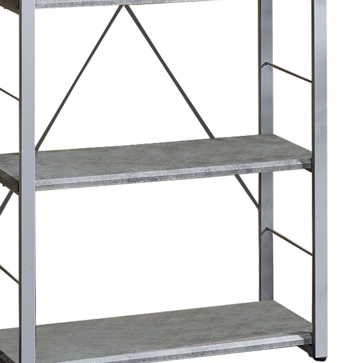 Industrial Bookshelf with 4 Shelves and Open Metal Frame in Silver and Gray - BM209626