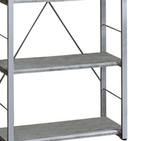 Industrial Bookshelf with 4 Shelves and Open Metal Frame in Silver and Gray - BM209626