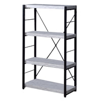 Industrial Bookshelf with 4 Shelves and Open Metal Frame, White and Black - BM209632