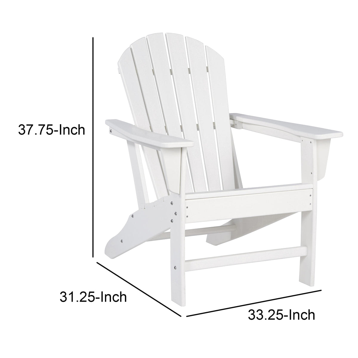 Contemporary Plastic Adirondack Chair with Slatted Back in White - BM209700