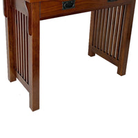 Wooden Frame Writing Desk with 1 Drawer and Slatted Sides, Brown - BM210129