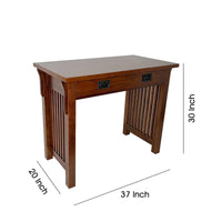 Wooden Frame Writing Desk with 1 Drawer and Slatted Sides, Brown - BM210129