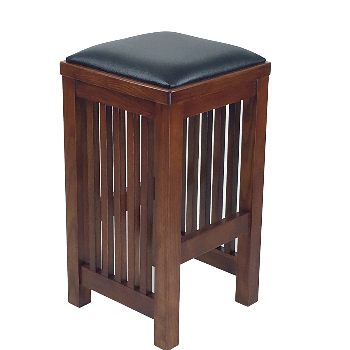 24 Inch Faux Leather Upholstered Wooden Backless Barstool, Oak Brown - BM210426