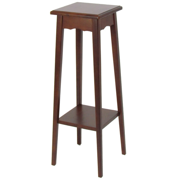 39.5 Inch Plant Stand with Tapered Slanted Legs and Bottom Shelf, Brown - BM210433